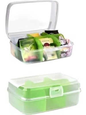 Mikasso Premium Poşet Çay Saklama Kutusu 6 Bölmeli, Permium Organizer Plastik Turuncu