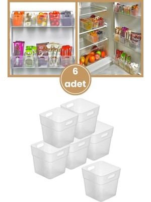 Mikasso 6 Adet Buzdolabı Kapak Raf Düzenleyici, Mutfak Banyo Çekmece Içi Mini Organizer Kutu 6’lı Set Plasti