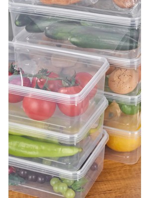 Mikasso 10 Adet Derin Dondurucuya Uygun Saklama Kabı Mikrodalga Difrize Uygun Dikdörtgen Saklama Kabı Plasti