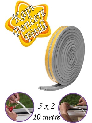 Mikasso 5x2=10 Metre Kapı Pencere Bandı Gri Fitili Yapışkanlı Soğuk Izolasyon Bant