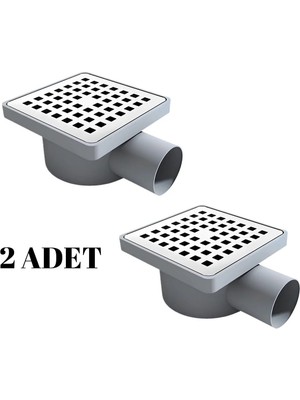 Mikasso 2ADET 10*10 Yandan Çıkış Çap 50 Kare Krom Yer Sifonu Su Gideri Balkon Gideri Banyo Gideri