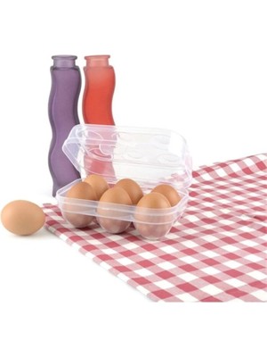Mikasso 2 Adet Plastik Portatif 6 Bölmeli Yumurta Saklama Taşıma Kabı Plastik Çok Renkli