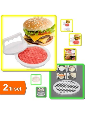 Mikasso Hamburger Yapma Aparatı - Pres ve Köfte Kalıbı + 61 Bölmeli Mantı Kalıbı - 2li Set R1X3Q9 Plastik