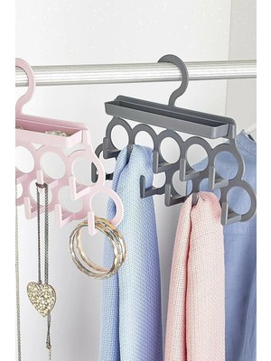 Mikasso Çok Amaçlı Takı Askısı Eşarp Askısı Aksesuar Askısı Dolap Içi Askı Gri Plastik Beyaz