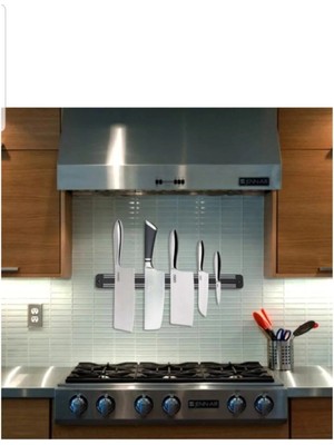 Mikasso Mıknatıslı Paslanmaz Duvar Bıçak Askısı Standı 55 cm Aparat Metal Gri