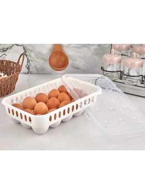 Mikasso Yumurta Saklama Kabı 15'li 1 Adet , Steril Yumurtalık, Kapaklı Yumurta Organizeri Plastik Beyaz