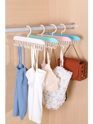 Mikasso Duvara Yapışabilir ve Kancalı Askılık Askılık Dolap Arkası Dolap Içi Banyo Plastik Çok Renkli