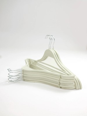 Mikasso 6 Adet Lüks Askı Ahşap Görünümlü Plastik A Kalite Elbise Kıyafet Askısı Askılığı Plastik Beyaz Tr