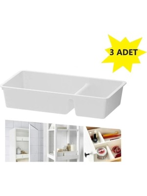 Mikasso Bölmeli Çekmece Içi Düzenleyici Beyaz 3 Adet Plastik Beyaz