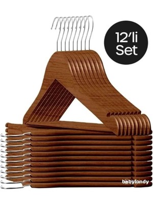 Mikasso 12 Adet - Ahşap Görünümlü Plastik A Kalite Kahverengi Elbise Askı Plastik Kahverengi Tr