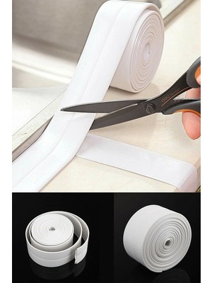 Mikasso Çok Amaçlı Su Geçirmez Sızdırmaz Lavabo Küvet Tezgah Kenarı Duş Kabini Kenar Bant 38MMX3.2M