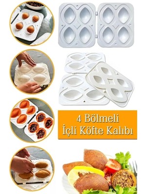 Mikasso Pratik 4’lü Içli Köfte Kalıbı Içli Köfte Aparatı - Içli Köfte Kalıbı 4 Bölmeli Plastik Beyaz
