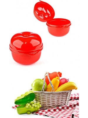 Mikasso 2 Adet Domates Şeklinde Saklama Beslenme Taşıma Kabı 600 ml Plastik Çok Renkli