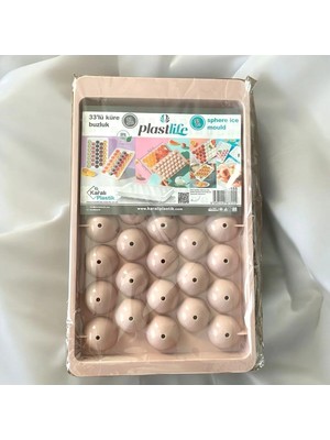 Mikasso Pudra Pembe 33’lü Küre Buz Kalıbı Yuvarlak Buz Kalıbı 25 x 15 Plastik Plastik