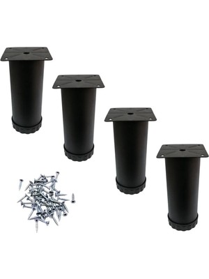 Mikasso Tablalı Metal Baza Kanepe Dolap Tezgah Mobilya Baza Ayağı Siyah 12 cm (4 Adet) Siyah