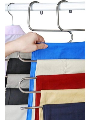 Mikasso 5 Katlı Metal Pantolon Eşarp Askısı Tekstil Metalik