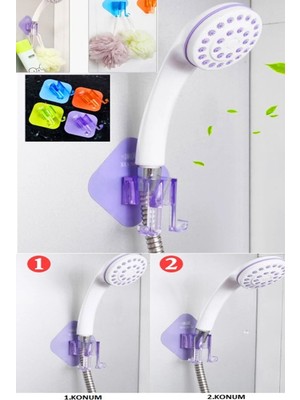 Mikasso Osso Kendinden Yapışkanlı Lif Askılı Duş Başlığı Tutucu 2 Kademeli Çift Askılı Banyo Organizer Plast