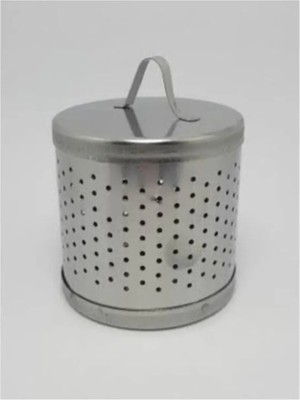 Mikasso Büyük Metal Çaydanlık ve Demlik Içi Hazneli Çelik Silindir Süzgeç Kapaklı Kutu Çelik