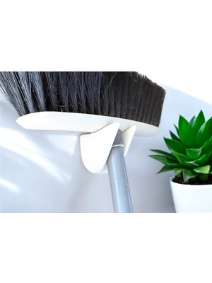 Mikasso Duvar Tipi Süpürge ve Kablo Askısı Tutucu Aparat Plastik Beyaz Tr