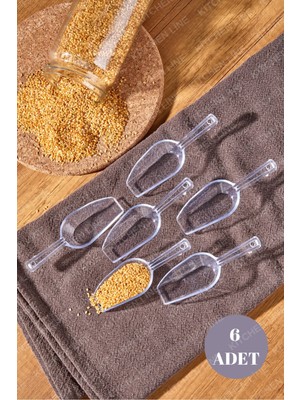 Mikasso 6 Adet Baharat Kaşığı - Şeker Reçel Baharatlık Kaşığı Şeffaf Küçük Boy Plastik Turuncu