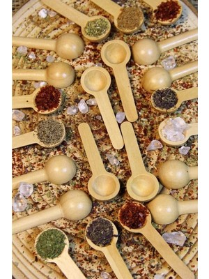 Mikasso Bambu Baharat Kaşığı ve Ölçek Kaşığı, Bambu Reçel Bal Kaşığı 12 Adet Çelik Çok Renkli