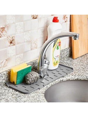 Mikasso Su Tutucu Musluk Matı Mutfak Banyo Için Koruyucu Musluk Lavabo Bulaşık Süngeri Matı Plastik