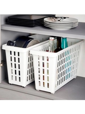 Mikasso Maxi Dolap Içi Düzenleyici Tekerlekli 17,5X46,5X26,5 cm (13 Litre Hacim) RTO1358 Plastik Beyaz Tr