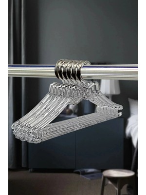 Mikasso Çocuk Elbise Askısı Bebek Askısı Şeffaf Kristal Kalp Askı 12 Adet