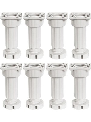 Mikasso Ayarlanabilir Plastik Baza Mutfak Dolap Tezgah Ayağı 10-15CM (8 Adet) Beyaz