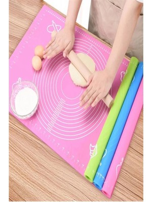 Mikasso 45X65 cm Silikon Ölçekli Yapışmaz Hamur Açma Yoğurma Matı Baklava Börek Ekmek Mantı Hamuru Matı Sili