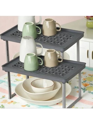 Mikasso Raf Yükseltici- Dolap Içi Düzenleyici Gri 2 Adet Plastik Gri Tr