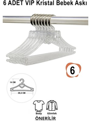 Mikasso Bebek Elbise Askısı 6 Adet Kristal-Fiyonk Bebek Kıyafet Askısı Vıp Plastik Beyaz Tr
