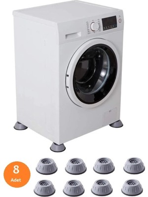 Mikasso Çamaşır Makinesi Yüksek Tabanlık Stoper Titreşim Engelleyici Ped Seti (8'li) Gri
