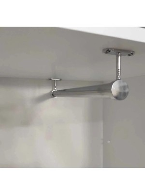 Mikasso Dolap Içi (70CM) Krom Yuvarlak Askı Borusu(Askı Borusu+Flanş+Vida) Metal Gri Tr