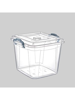 Mikasso Şeffaf Kilitli Mutfak Eşya Gıda Saklama Düzenleme Kabı Kutusu - Kare - 2.5 Litre Plastik Turuncu Um