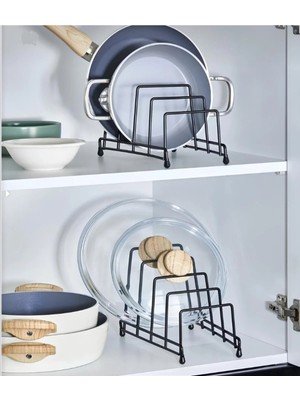 Mikasso Tencere Kapak, Tabak, Tava, ve Sahan Düzenleyici Organizer Metal 20 x 30 Siyah Tr