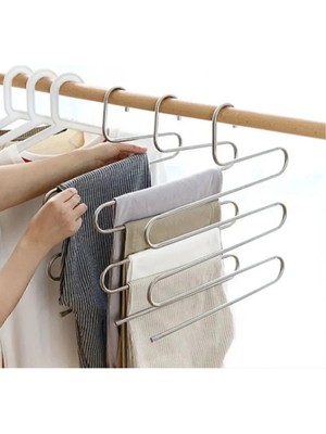 Mikasso 2'li Pantolon Askısı. Eşarp Askısı. 5 Katlı Dolap Içi Askı Plastik Çok Renkli Tr