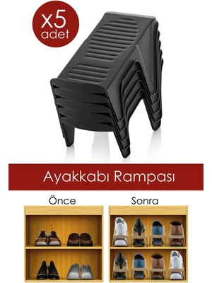 Mikasso Tekli Ayakkabı Rampası Ayakkabı Düzenleyici Dolap Içi Organizer Plastik Siyah Tr