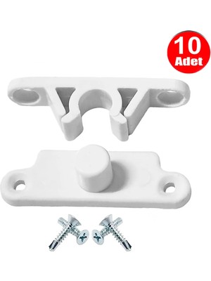 Mikasso Pvc Kapı Pencere Sineklik Beyaz Plastik Çıt Çıt Kilit Menteşe Büyük Boy 5cm -10 Adet Plastik