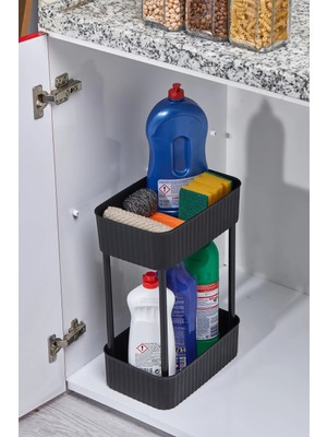 Mikasso Vlh-Easy 2 Katlı Çok Amaçlı Raf Mutfak ve Banyo Organizer Düzenleyici (Tekerleksiz) Plastik 20 x 30