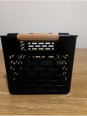 Mikasso Buzdolabı Düzenleyici Siyah , Ahşap Görünümlü Plastik Düzenleyici Sepet 2 Adet Plastik Siyah Tr