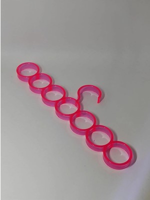 Mikasso 7 Gözlü Eşarp Fular Kravat Askısı Aksesuar Atkı Şal Askılığı Pembe Plastik Pembe