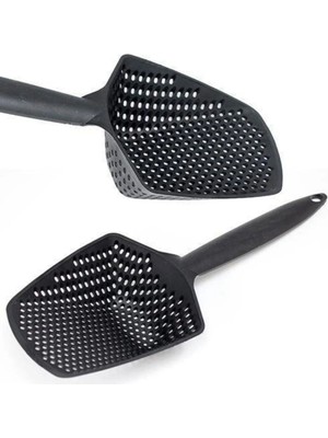 Mikasso Şık Tasarımlı Süzgeçli Kepçe Çok Amaçlı Plastik Siyah