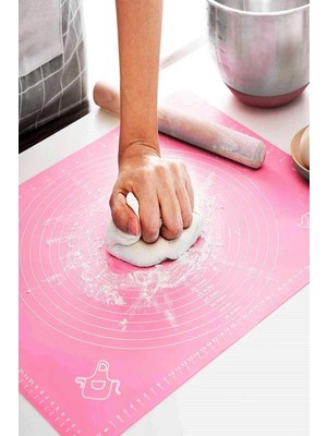 Mikasso Silikon Hamur Matı Hamur Açma Pasta Fırın Altlığı Matı Ölçülü Hamur Yoğurma Pudra Orta Boy 50X40 Sil