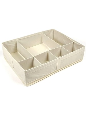 Mikasso 7 Gözlü Çekmece Dolap Düzenleyici Katlanabilir 44X35X11CM Bej DD028 Kumaş Ekru