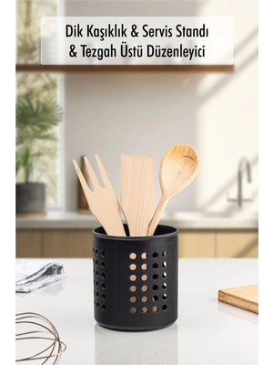 Mikasso Vizon Silindir Dik Kaşıklık & Tezgah Üstü Düzenleyici & Servis Standı Plastik Çok Renkli