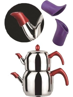 Mikasso Sızdırmaz Matik 2'li Kırmızı Çaydanlık İçin Sıvı Tutucu Mikrofiber Plastik Uzun Ömürlü