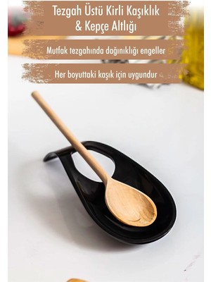 Mikasso Akrilik Siyah Tezgah Üstü Kirli Kaşıklık & Kepçe Altlığı Akrilik Siyah