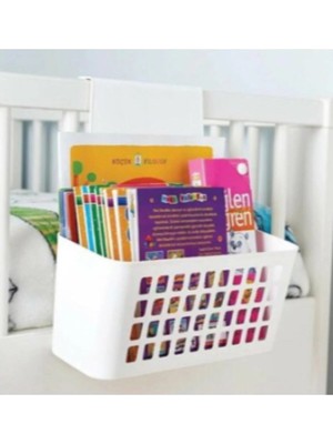 Mikasso Pratik ve Şık Asılabilir Dolap Düzenleyici Sepet, 24X10X25 Cm, Beyaz Renk Plastik Beyaz 24 x 24 Um
