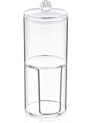 Mikasso Çift Katlı Şeffaf Pamukluk Silindir Organizer – Makyaj Düzenleyici Belirtilmemiş Şeffaf Tr